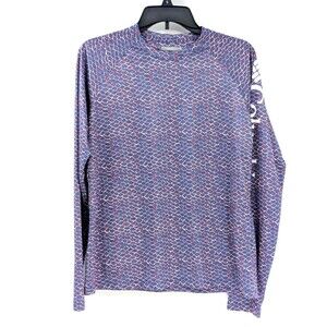 Columbia Omni-Shade Sun Protection Blue Fish Scale Long Sleeve Shirt Size Medium